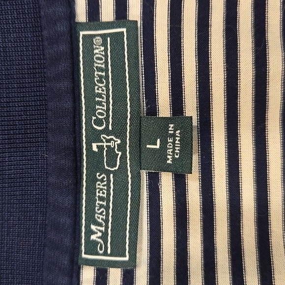 MASTERS COLLECTION MEN'S BLUE AND WHITE STRIPED GOLF POLO SHIRT. SIZE LARGE. - Picture 3 of 9